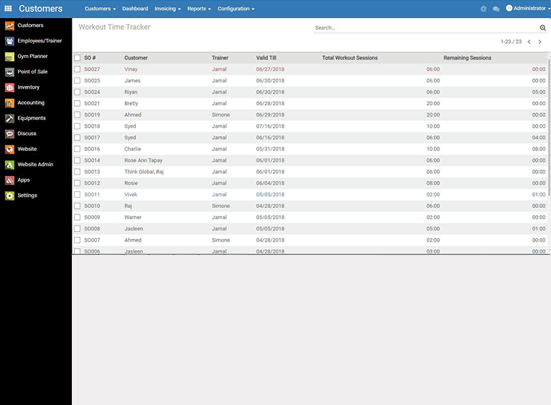 gym tracking software