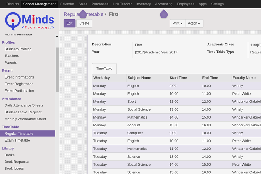 Timetable