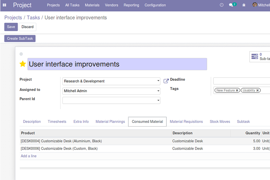 User Interface improments