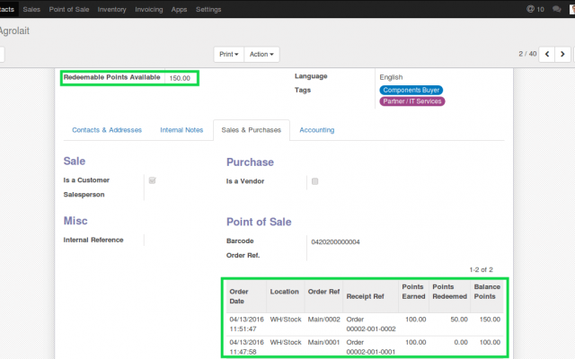 customer point balance